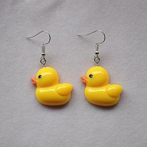 Sweet Cute Earrings Emulational Little Yellow Duck Jewelry Personal Simple Small Animals Eardrop Creative Funny Child Gifts