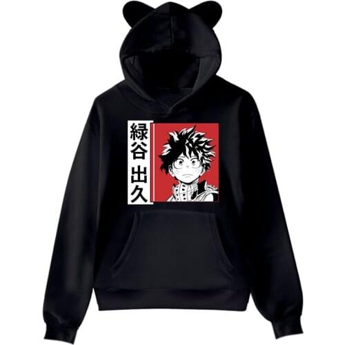 My Hero Academia Children Kids Cat Ear Hoodies Harajuku Boys Girls Women Sweatshirt Long Sleeve Hooded Sweatshirts