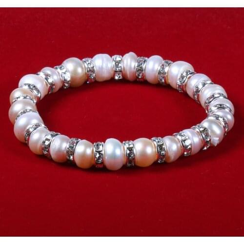 Natural Freshwater Pearl 9 Mm Copperhand Bracelet Charms For Elegant Women Wedding Dress Gift