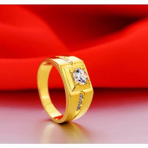 2021 New Gold-Plated Copper Inlaid With AAA Zircon Mens Ring, European and American mens Fashion Wedding Ring Birthday Gift