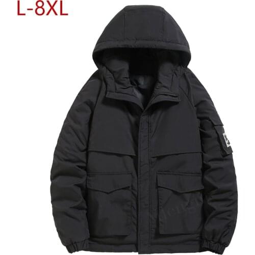 New Mens Winter Jackets Hooded Thicken Warm Parkas Simple Solid Outerwear Casual Coats for Men Plus Large Size L-8XL Clothing