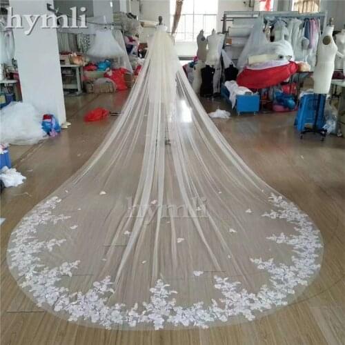 New Style Wedding Veil 1 Layer Lace Bridal Veil Cathedral Length Veil with Metal Comb in White , Off white , Ivory