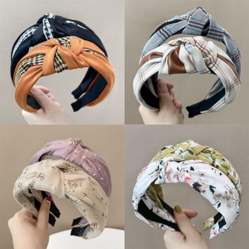 Women Top Knot Headband for Lady Girls Hair Accessories Elegant Mesh Cloth Hairband Fashion Adult Headwear Headpiece Decorations