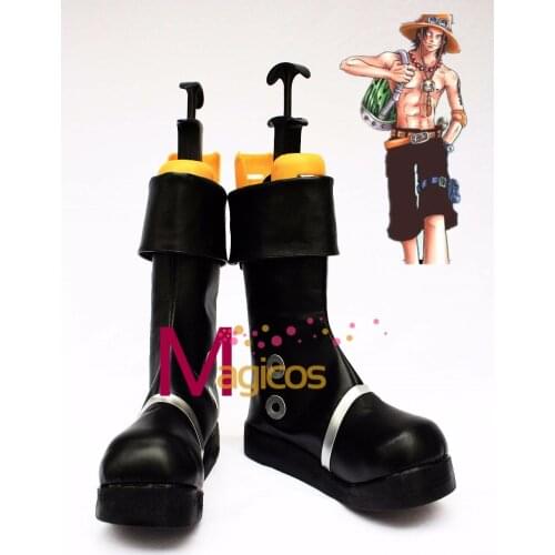 Anime Portgas D Ace Cosplay Halloween Party Shoes Black Boots Custom-made