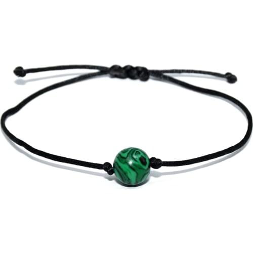 KBJW Original Simple Malachite Bracelet Easy Fit Jewelry Bracelet 3 Colors Cord Natural Stone Beads Bracelet for Women