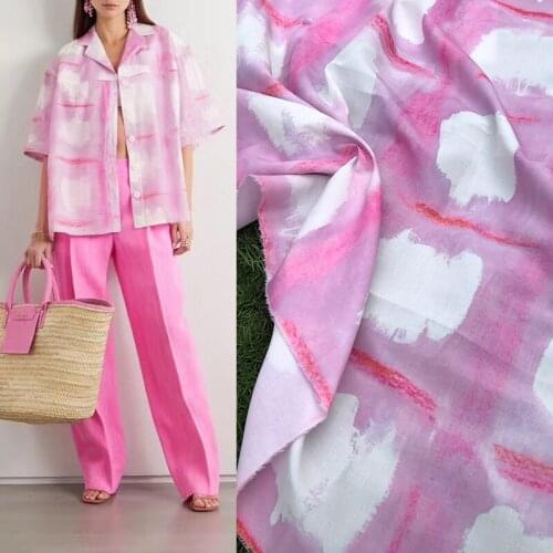 Abstract Graffiti Pink Printed 100% Polyester Jacket Handmade Diy Custom Clothing Pajamas Womens Brand Fabric Cloth for Dress