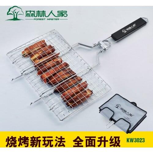 Portable folding barbecue clip outdoor stainless steel BBQ grill wire mesh net profession baking cooking tool accessories