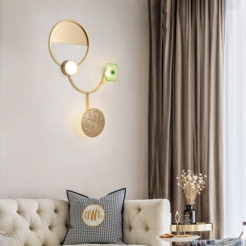 Northern Europe Post Modern Light Luxurious A Living Room Wall Lamp Originality Designer Decoration Full Copper Bedroom Aisle