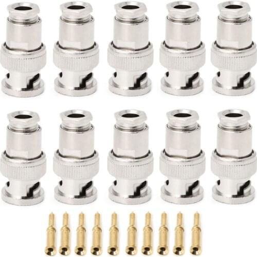 10PCS RG58 BNC Male Plug For CCTV Security Coax Coupler Video BNC Connector