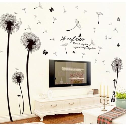 Modern Romantic Dandelion flying Wall Sticker for Wall Decals Bedroom Living Room TV background Art Home Decor Mural stickers