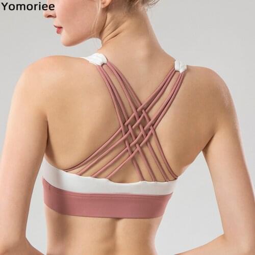 Sports Underwear Women Running Sexy Back Cross Yoga Bra Gym Workout Push-up Tops Training Solid Color Fitness Vest Crossback