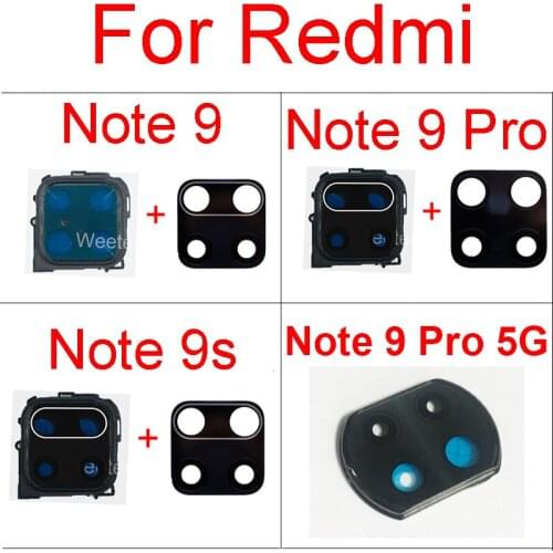 Back Camera Glass Lens+Frame Holder For Xiaomi Redmi Note 9 9Pro 9s Main Rear Glass Lens With Adhesive Sticker Glue Repair Parts