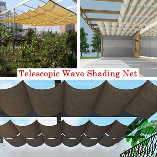 2*4M Telescopic Wave Sunshade Net HDPE Anti-UV Shading Net Home Terrace Balcony Privacy Safety Fence Netting Canopy Shadow