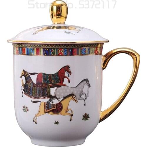 High-grade Mug Bone China Office Teacup Meeting Water Cup Tea Cup with Covered Bone China Mug