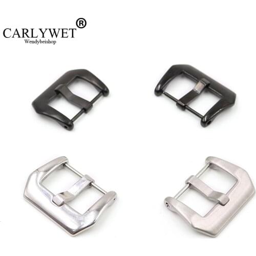 CARLYWET 18 20 22 24 26mm Silver Black Screw Watch Clasp Buckle Stainless Steel for Panerai Luminor Bell Ross Rado Montblanc