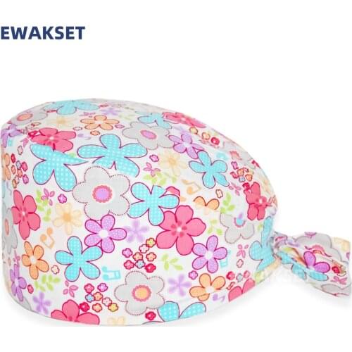 Women Scrub Cap 100% Cotton Tie Back Dental clinic nursing cap lab Beauty salon work cap high quality surgical hat nursing hat