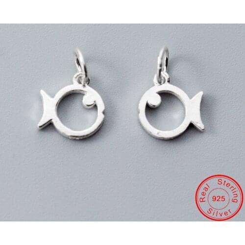 UQBing 10.5*10*1.8mm Hollow Mini Fish Charms For Women DIY 925 Sterling Silver Jewelry Making Findings Accessories