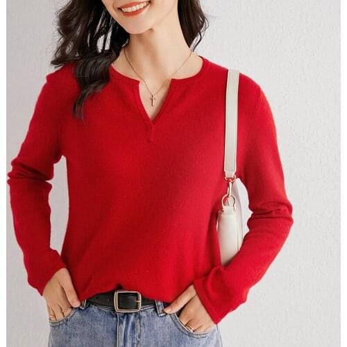 Women Sweaters And Pullovers 100% Wool Sweaters Women For Women V-Neck Sweaters Female Woolen Clothes