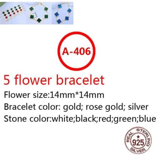 A406 14mm 925 sterling silver bracelet high-end fashion romantic 5 flower clover bracelet fashion wild jewelry