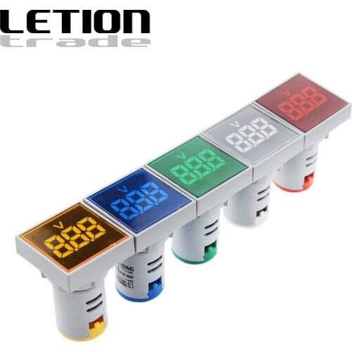 AD16-22VMS 22mm AC24-500V Mini Voltage Meter LED Digital Display AC Voltmeter Indicator Light Red Green Yellow Blue White