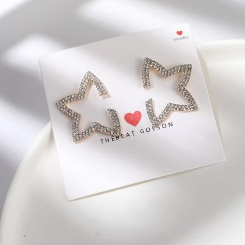 Hollow Out Star Zircon Earrings for Women Wedding Earrings Ladies Female Fashion Full Rhinestone Ear Jewelry Female Girls Party