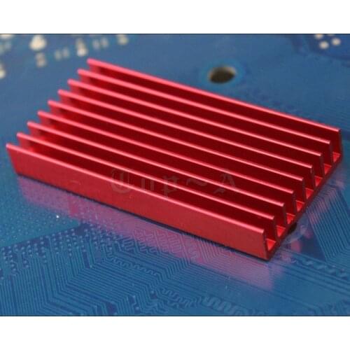 Gdstime 2 pcs 60mm x 30mm x 8mm Red Aluminum Heatsink Radiator Heat Sink For Computer Chip LED 60x30x8mm