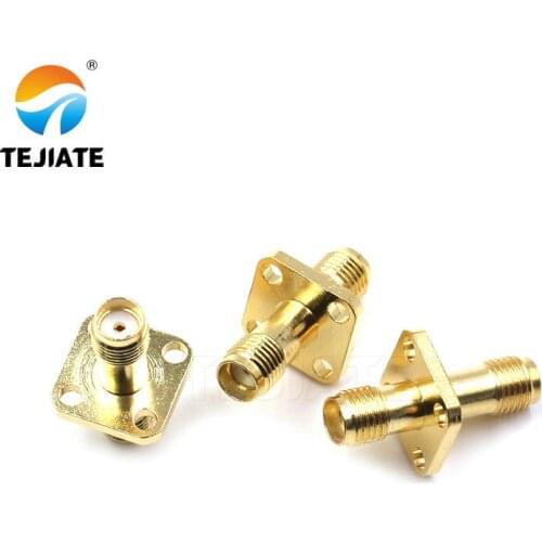 2PCS RF Adapter Connector SMA-SMA-KKF 24MM Double Way Header Female To Female Header Square Plate Flange Plate Double Through