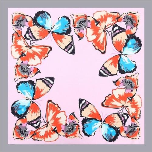 2020 60x60 butterfly Multipurpose women Silk twill scarf Satin square tie Hairband ladies foulard femme towel bufanda shawl