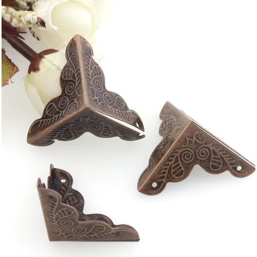 30pcs Decor Antique brass Jewelry Chest Box Wooden Case Table Desk Picture Frame Book Scrapbook Photo Album Corner Protector DIY