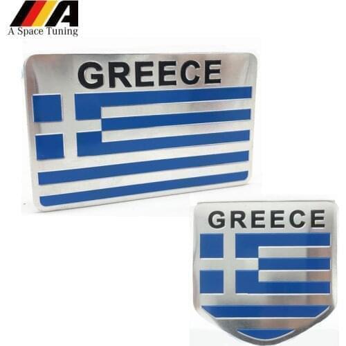 3D Aluminium Greece Flag Car Emblem Badge Car Fender Sticker Decal Accessories for Yamaha Honda Kawasaki KTM BMW Suzuji