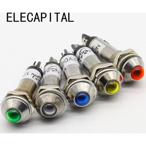 5PCS signal light 8mm pilot lamp signal light 12V 24V 220V LED indicator light