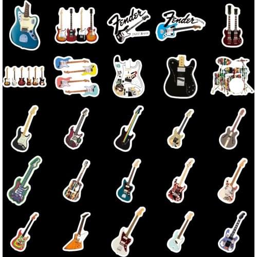 50pcs/pack Rock Fender Guitar lovers Graffiti Musical Instruments Stickers For Skateboard Helmet Bicycle Computer Notebook