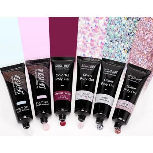 6pcs 15ml Glitter Nail Extension Gel Set Nail Gel Kit Nail Art Salon Starter Set UV UV Adhesive Luminous Nail Gel