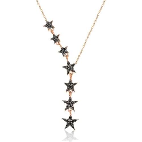 925 Sterling Silver Women Necklace Flying Stars Zircon Stone Gift Birthday Precious Pendant Stylish Chain Luxury Cool