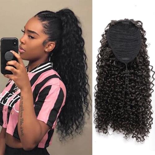 Beauty Drawstring Afro Kinky Curly Ponytail Synthetic Hair Hair Extensions Pony Tail For African American