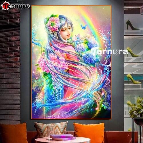 Flower Fairy Diamond Mosaic Cross Stitch Fantasy woman DIY full square Diamond Embroidery 5D Diamond Painting home decor gifts