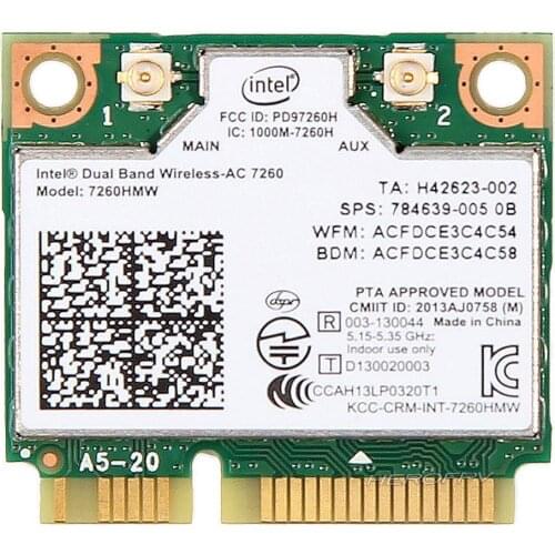 Wireless Adapter Card for Intel Dual Band 7260 7260HMW AC MINI PCI-E 2.4G/5G bluetooth 4.0 for Samsung/Dell/Sony/ACER/ASUS