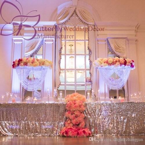 80cm(31") Shiny Oval shape crystal acrylic beaded wedding centerpieces flower stand table decor for wedding event party decorati