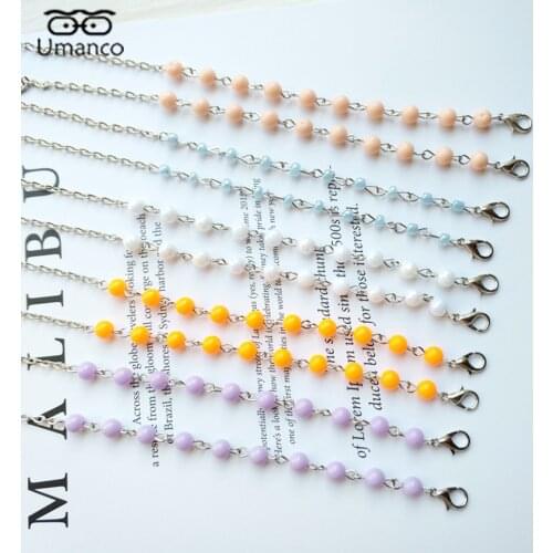 Sunglasses Chain for Women Colorful Round Beads Pendant Mask Glasses Chains Anti-Drop Lanyard Necklace Eyeglasses Jewelry Charms