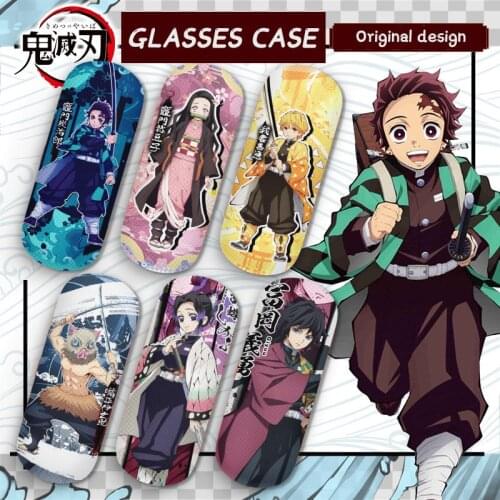 Devils Blade Tanjirou Nezuko Cartoons Animation Peripheral Demon Slayer Kimetsu No Yaiba Pu Leather Storage Box Glasses Case