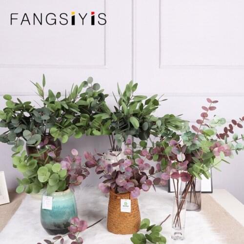 Home wedding decoration flower arrangement Nordic style artificial plant bunch eucalyptus money leaf photography props gray gree