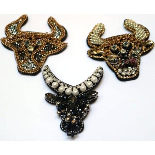 DIY Embroidered beaded Patches for Clothing sew on rhinestone cow parche Appliques Decoration Badge parche