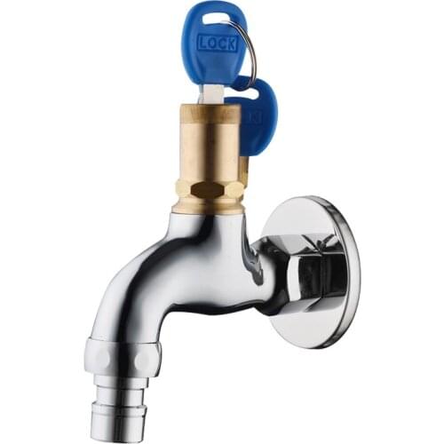 Porcelain brass outdoor faucet with lock mop pool 4 points single cold anti-theft faucet key washing machine faucet