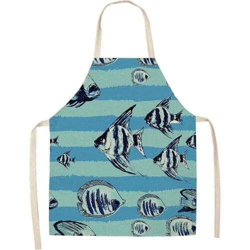 Ocean Fish Print Apron Woman Kitchen Apron Master Apron Linens Apron Cooking Accessories Kitchen Apron Cafe Apron for Men Aprons