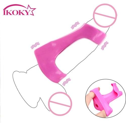 IKOKY Vibrating Penis Ring Delay Ejaculation Male Masturbation Adults Products Sex Toys for Men G Spot Stimulation Penis Trainer