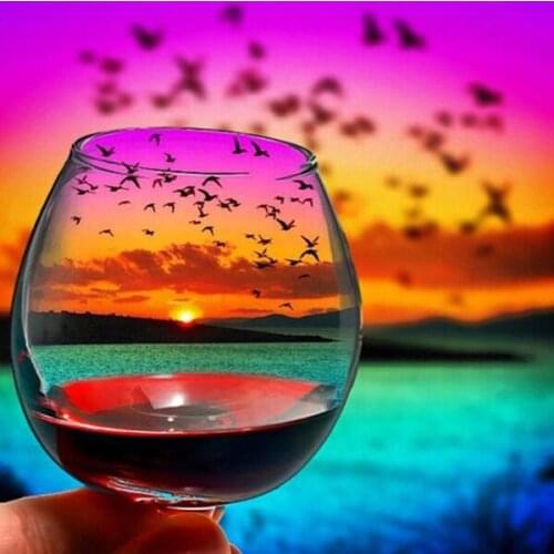 JMINE Div 5D Bottle Water Sunset Full Diamond Painting cross stitch kits art High Quality Scenic 3D paint by diamonds