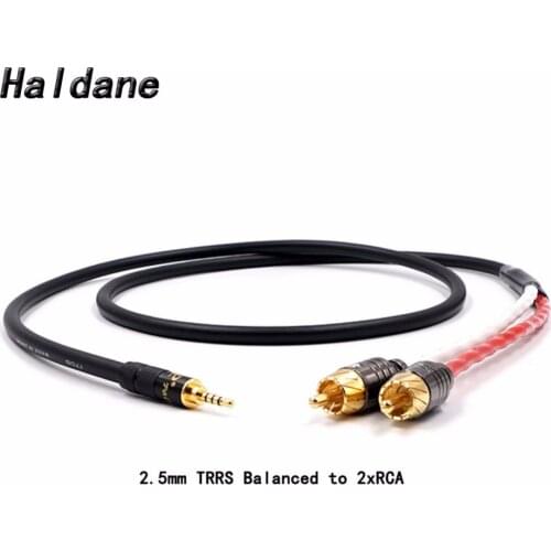 Free Shipping Haldane 2.5/3.5/4.4mm Balanced Male to 2 RCA Male Audio Adapter Cable 7N OCC Single crystal copperr Audio Cable