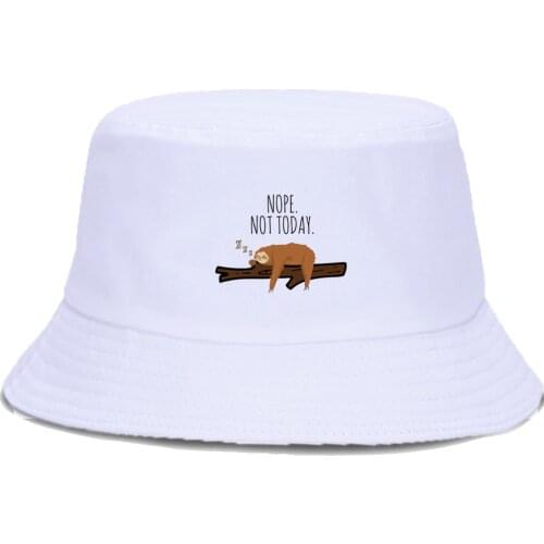 Sloth Nope Not Today Fishermans Caps Outdoor Casual Bucket Hat Foldable Sunscreen Fishing Hats Unisex Fashion Panama Beach Cap