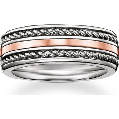 925 Sterling Silver Rose Gold Color Rock & Roll Band Rings Fashion Thomas Style Glam Eternity Ring Jewelry Ts Gift for Women Men