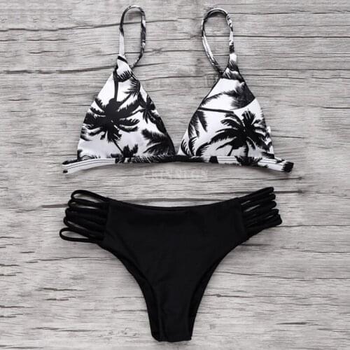 20Pcs/Lot Summer Leaf Printed Bikini Set Women Fashion Beach Swimsuit